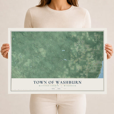 Map of the Town of Washburn, Bayfield County, Wisconsin, 12 x 18 inch unframed archival matte print