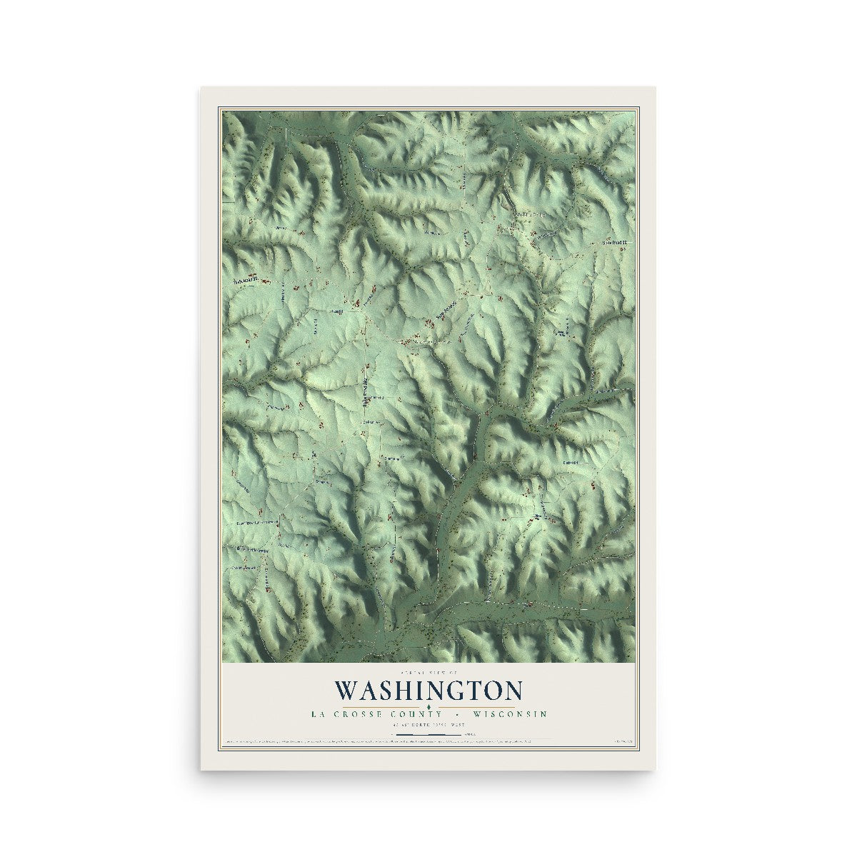 Map of Washington, La Crosse County, Wisconsin, 12 x 18 inch unframed archival matte print