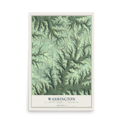 Map of Washington, La Crosse County, Wisconsin, 12 x 18 inch unframed archival matte print