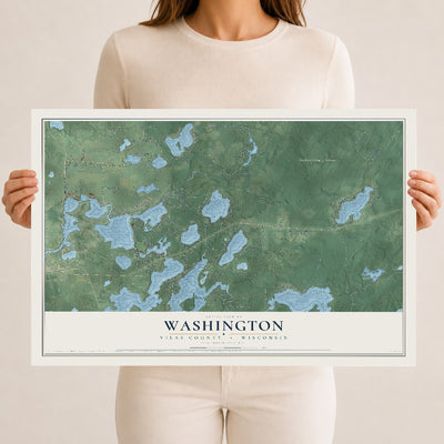 Map of Washington, Vilas County, Wisconsin, 12 x 18 inch unframed archival matte print
