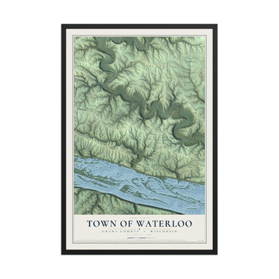 Map of the Town of Waterloo, Grant County, Wisconsin, 12 x 18 inch print in a black wood frame