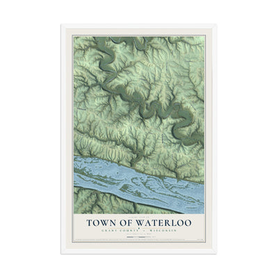 Map of the Town of Waterloo, Grant County, Wisconsin, 12 x 18 inch print in a white wood frame