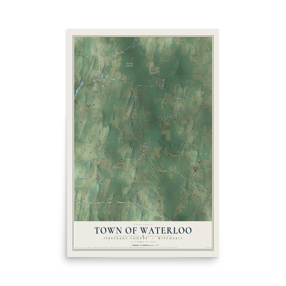 Map of the Town of Waterloo, Jefferson County, Wisconsin, 12 x 18 inch unframed archival matte print