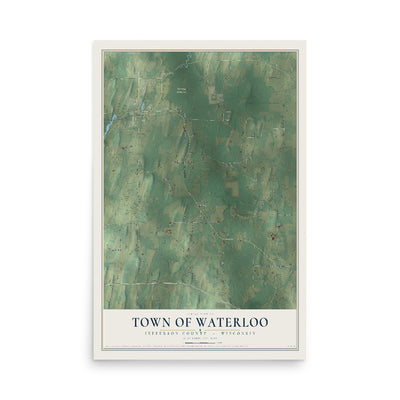 Map of the Town of Waterloo, Jefferson County, Wisconsin, 12 x 18 inch unframed archival matte print