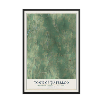 Map of the Town of Waterloo, Jefferson County, Wisconsin, 12 x 18 inch print in a black wood frame