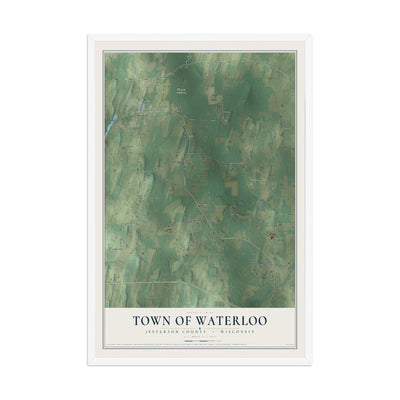 Map of the Town of Waterloo, Jefferson County, Wisconsin, 12 x 18 inch print in a white wood frame