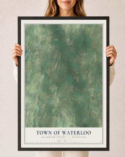 Map of the Town of Waterloo, Jefferson County, Wisconsin, 24 x 36 inch print in a black wood frame
