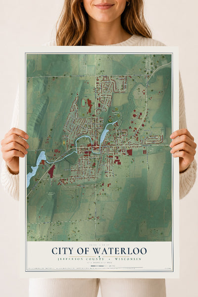 Map of Waterloo, Wisconsin, 18 x 24 inch unframed archival matte print