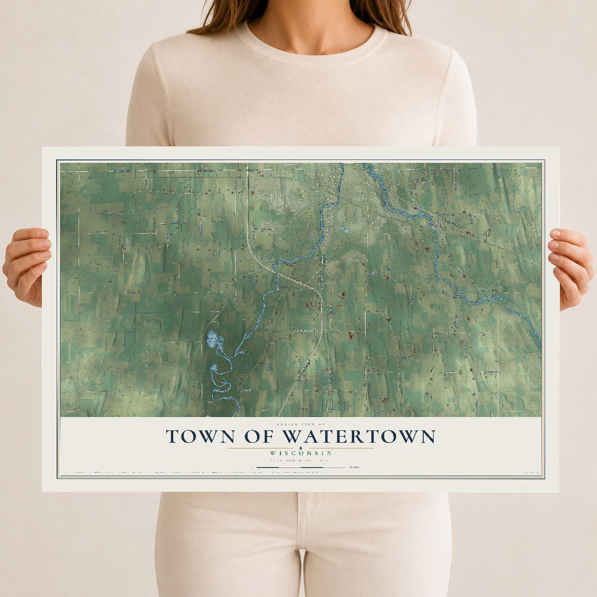 Map of the Town of Watertown, Wisconsin, 12 x 18 inch unframed archival matte print