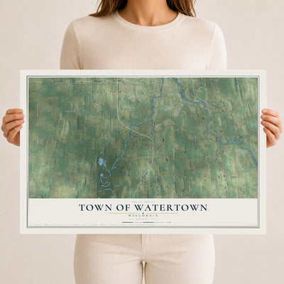 Map of the Town of Watertown, Wisconsin, 12 x 18 inch unframed archival matte print