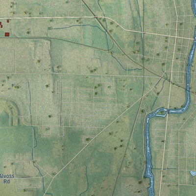 Second close-up of the map of the Town of Watertown, Wisconsin print showing more streets and buildings