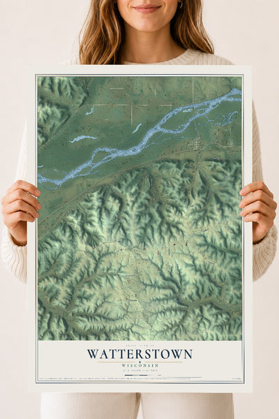 Map of Watterstown, Wisconsin, 18 x 24 inch unframed archival matte print