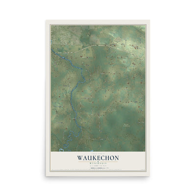 Map of Waukechon, Wisconsin, 12 x 18 inch unframed archival matte print