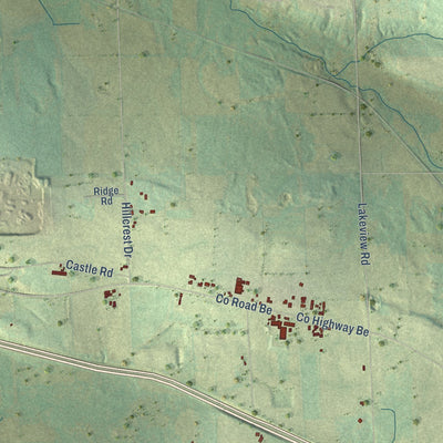 Second close-up of the map of Waukechon, Wisconsin print showing more streets and buildings