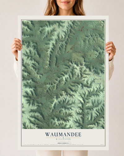 Map of Waumandee, Wisconsin, 24 x 36 inch unframed archival matte print