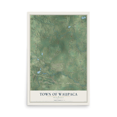 Map of the Town of Waupaca, Wisconsin, 12 x 18 inch unframed archival matte print