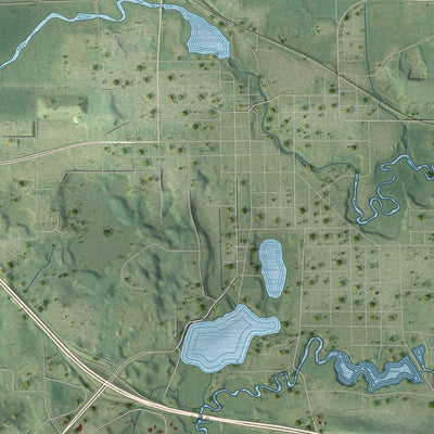 Close-up of the map of the Town of Waupaca, Wisconsin print showing street and building detail