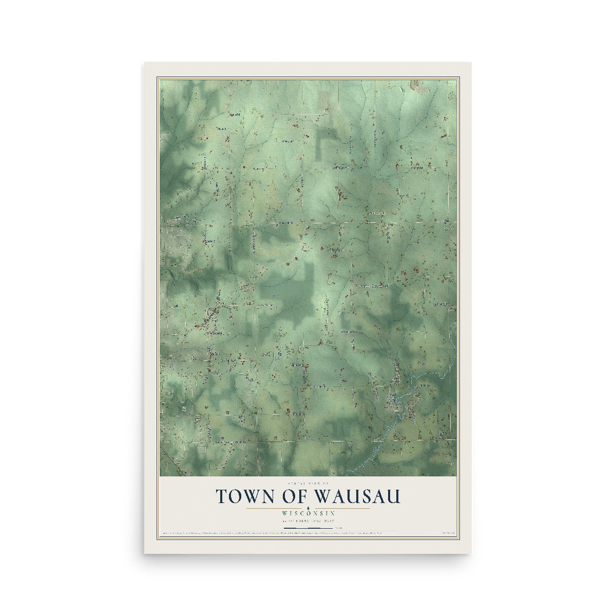 Map of the Town of Wausau, Wisconsin, 12 x 18 inch unframed archival matte print
