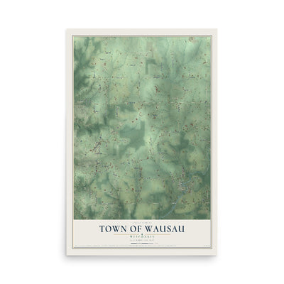 Map of the Town of Wausau, Wisconsin, 12 x 18 inch unframed archival matte print