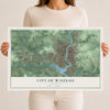 Map of Wausau, Wisconsin, 12 x 18 inch unframed archival matte print