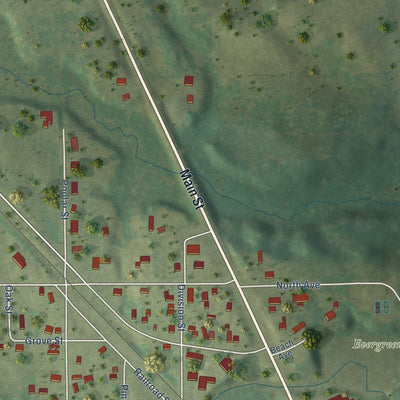 Second close-up of the map of Wausaukee, Wisconsin print showing more streets and buildings