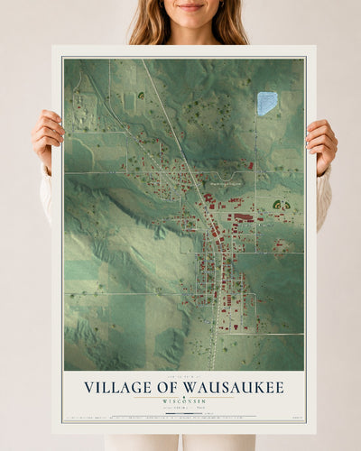 Map of Wausaukee, Wisconsin, 24 x 36 inch unframed archival matte print