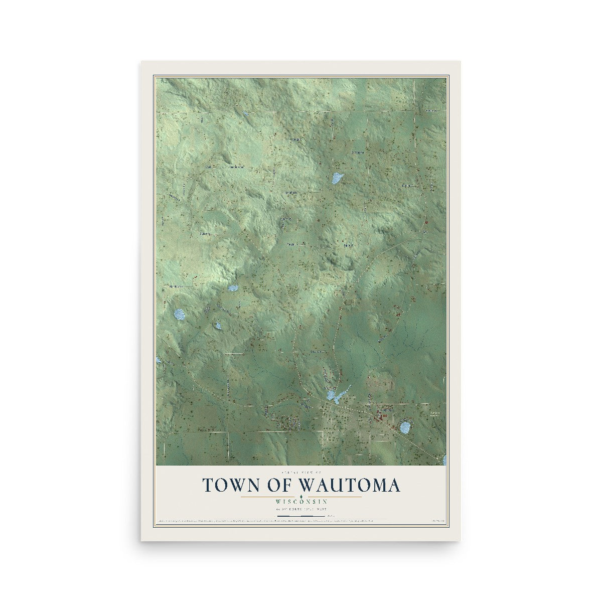 Map of the Town of Wautoma, Wisconsin, 12 x 18 inch unframed archival matte print