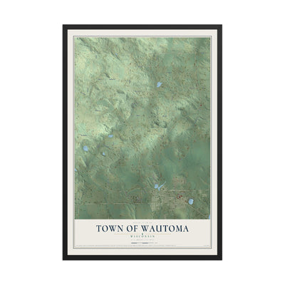 Map of the Town of Wautoma, Wisconsin, 12 x 18 inch print in a black wood frame