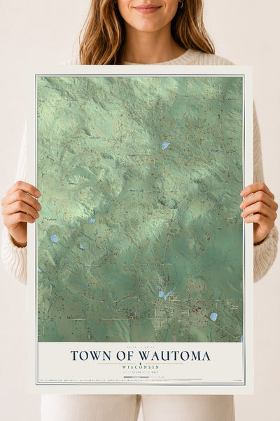 Map of the Town of Wautoma, Wisconsin, 18 x 24 inch unframed archival matte print