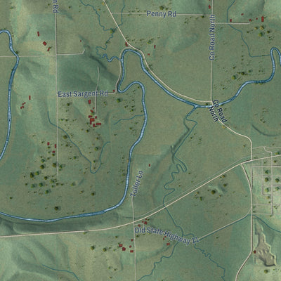 Close-up of the map of Wayne, Lafayette County, Wisconsin print showing street and building detail