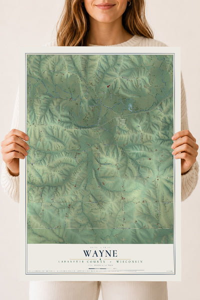 Map of Wayne, Lafayette County, Wisconsin, 18 x 24 inch unframed archival matte print
