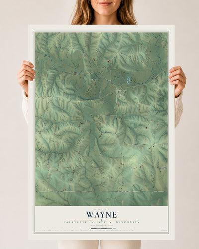 Map of Wayne, Lafayette County, Wisconsin, 24 x 36 inch unframed archival matte print