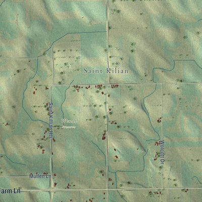 Second close-up of the map of Wayne, Washington County, Wisconsin print showing more streets and buildings
