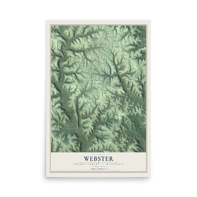 Map of Webster, Vernon County, Wisconsin, 12 x 18 inch unframed archival matte print