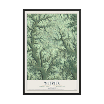Map of Webster, Vernon County, Wisconsin, 12 x 18 inch print in a black wood frame