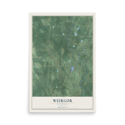 Map of Weirgor, Wisconsin, 12 x 18 inch unframed archival matte print