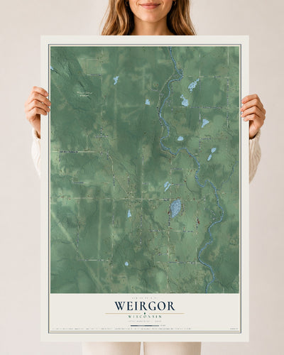 Map of Weirgor, Wisconsin, 24 x 36 inch unframed archival matte print