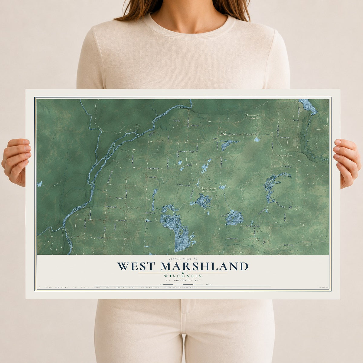 Map of West Marshland, Wisconsin, 12 x 18 inch unframed archival matte print