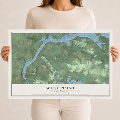 Map of West Point, Wisconsin, 12 x 18 inch unframed archival matte print
