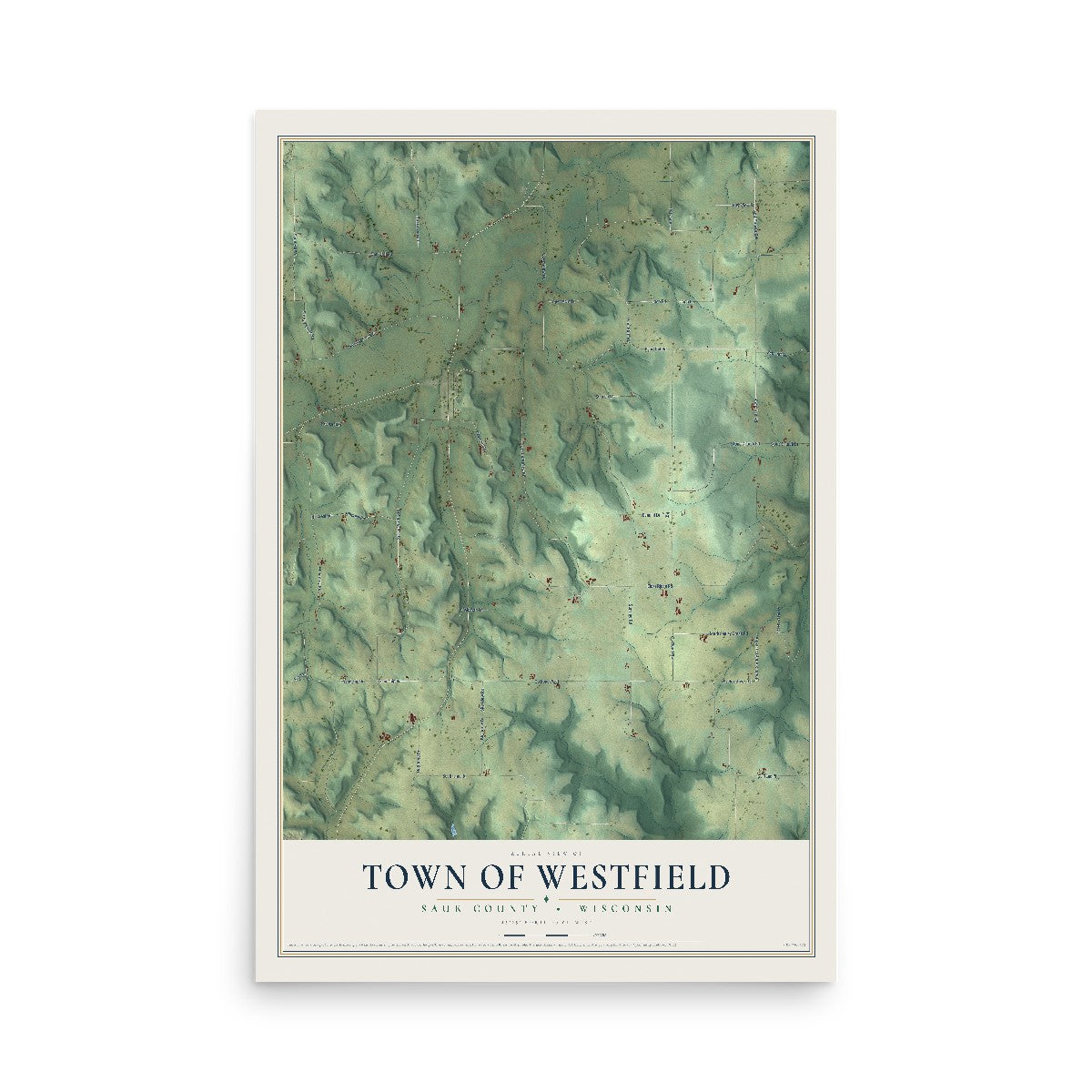 Map of the Town of Westfield, Sauk County, Wisconsin, 12 x 18 inch unframed archival matte print