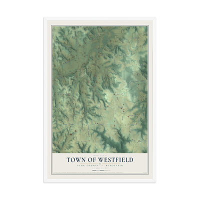 Map of the Town of Westfield, Sauk County, Wisconsin, 12 x 18 inch print in a white wood frame