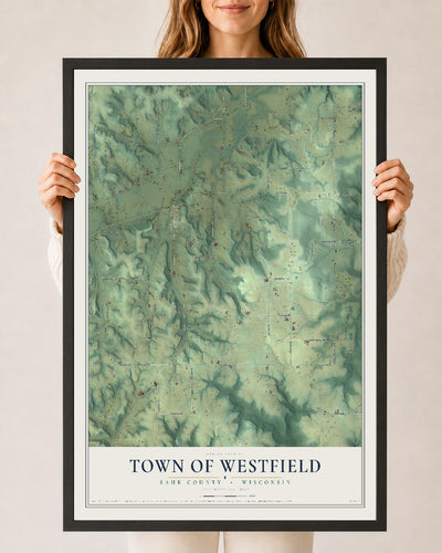 Map of the Town of Westfield, Sauk County, Wisconsin, 24 x 36 inch print in a black wood frame