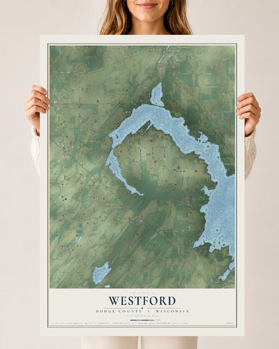 Map of Westford, Dodge County, Wisconsin, 24 x 36 inch unframed archival matte print