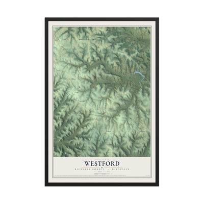 Map of Westford, Richland County, Wisconsin, 12 x 18 inch print in a black wood frame