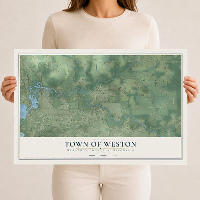 Map of the Town of Weston, Marathon County, Wisconsin, 12 x 18 inch unframed archival matte print