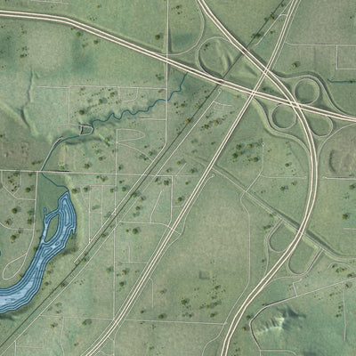 Close-up of the map of Wheaton, Wisconsin print showing street and building detail