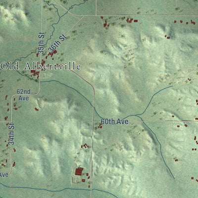 Second close-up of the map of Wheaton, Wisconsin print showing more streets and buildings