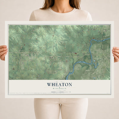 Map of Wheaton, Wisconsin, 18 x 24 inch unframed archival matte print