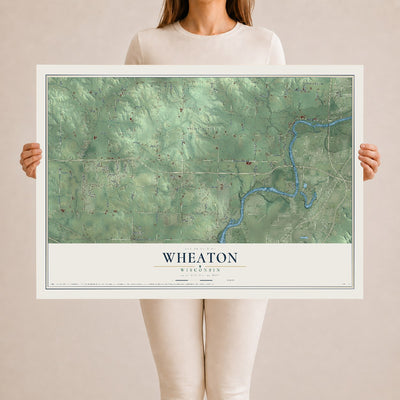 Map of Wheaton, Wisconsin, 24 x 36 inch unframed archival matte print