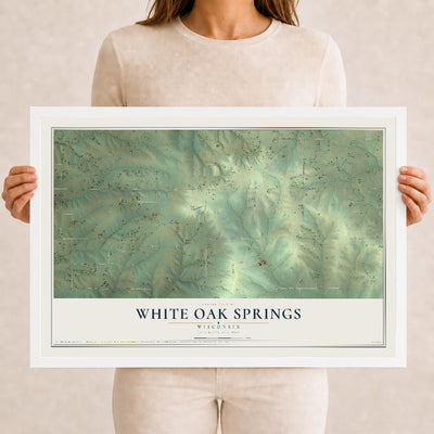 Map of White Oak Springs, Wisconsin, 12 x 18 inch print in a white wood frame